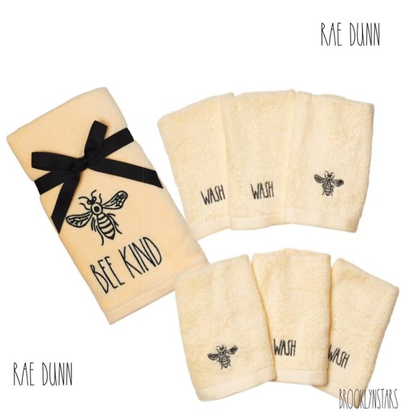 Rae Dunn Other - RAE DUNN”BEE KIND”Wash Cloth Hand Towel Set Yellow